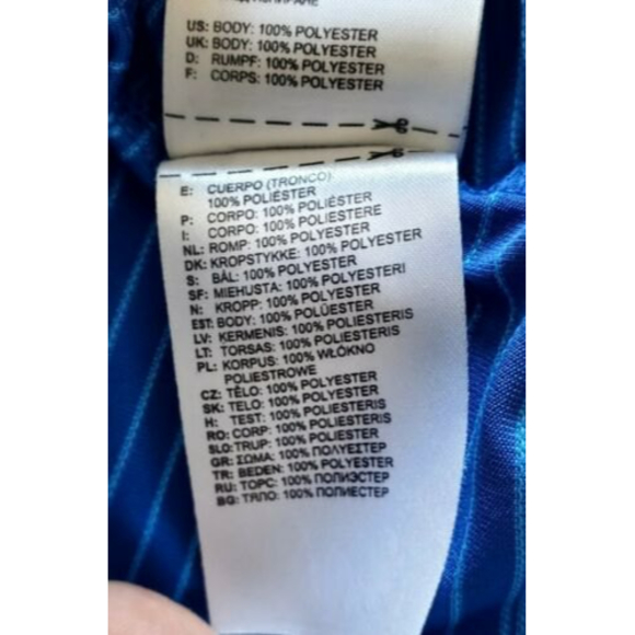 Adidas Golf Shirt Men's Polo Blue Striped Short Sleeve Golf Shirt No size tag - Picture 4 of 5